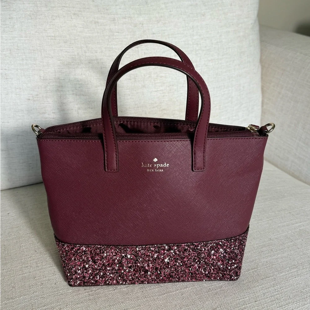 Kate Spade New‎ York Glitter Trim Leather Handle Bag